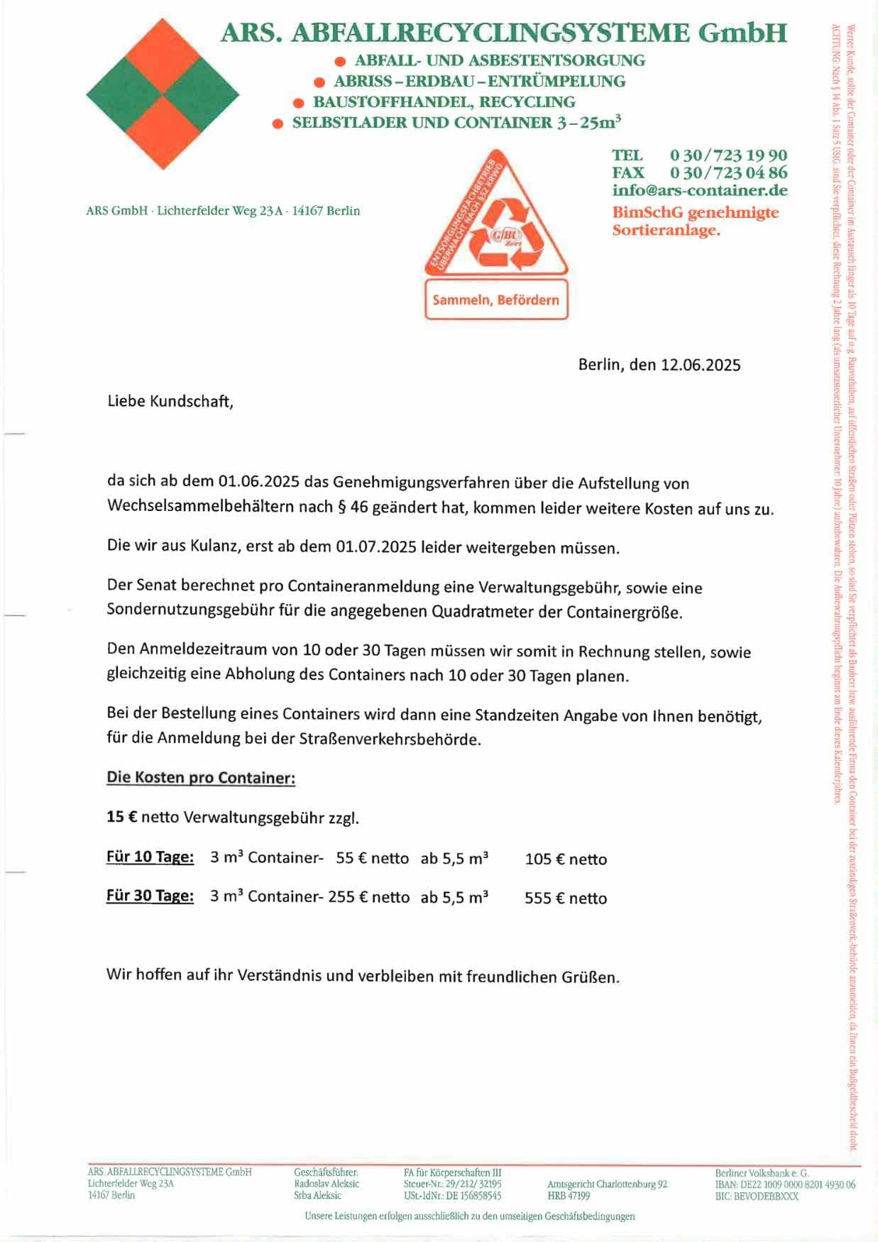 Dokument: Anmeldung Container Berlin